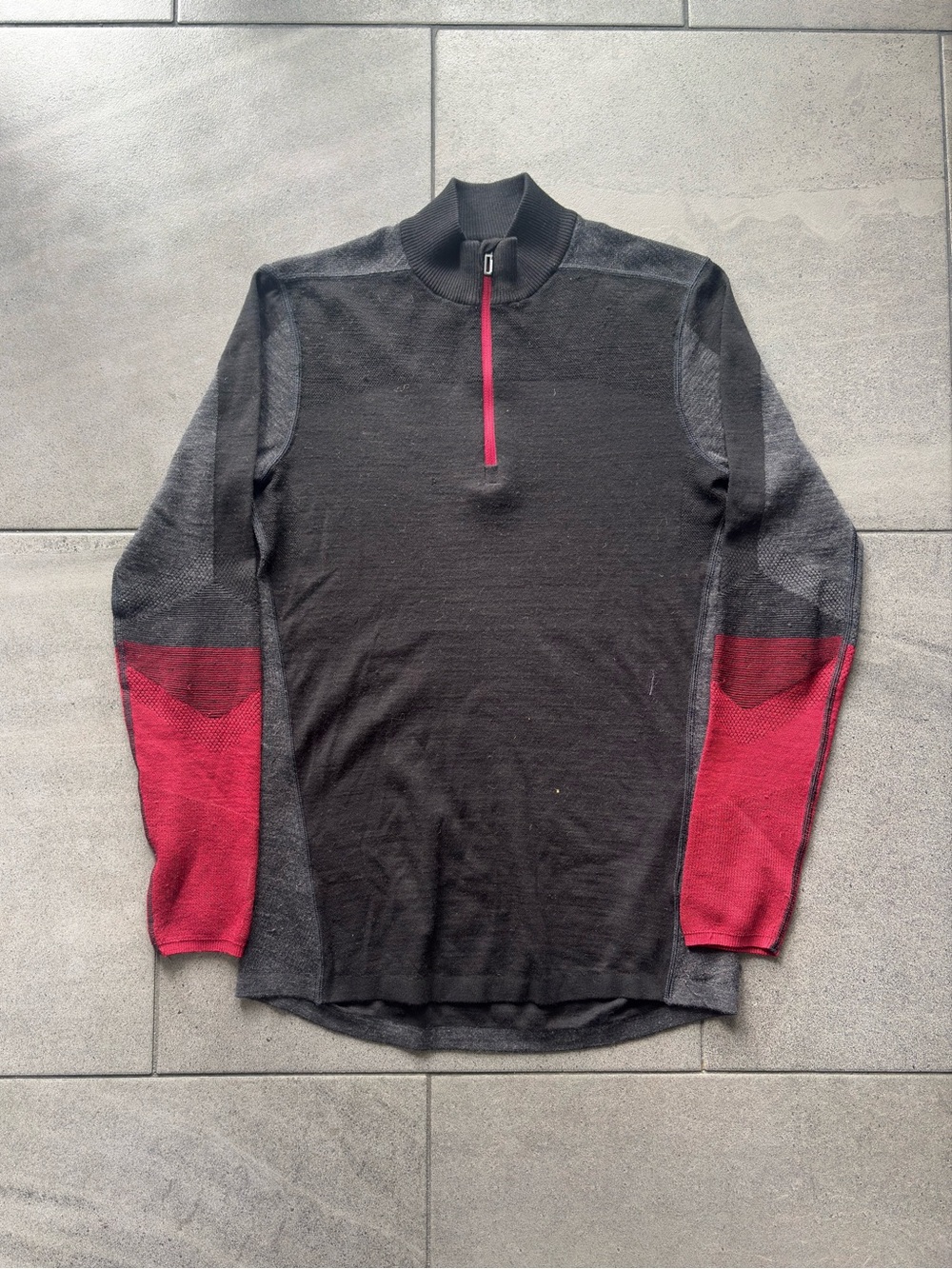 Smartwool Intraknit 200 Merino Wool Quarter Zip Men’s S Black Colorblock